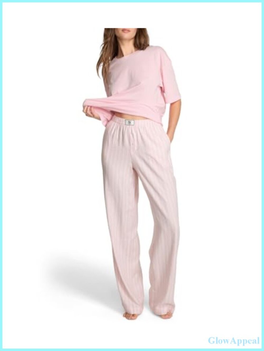 Women's 2-Piece Cotton Tee & Flannel Pajama Set Short Sleeve